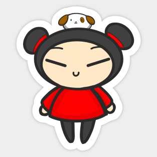 Pucca with a Dog Sticker